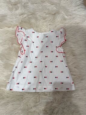 Jacadi White Toddler Top with Red & Navy Bow Print Size 4
